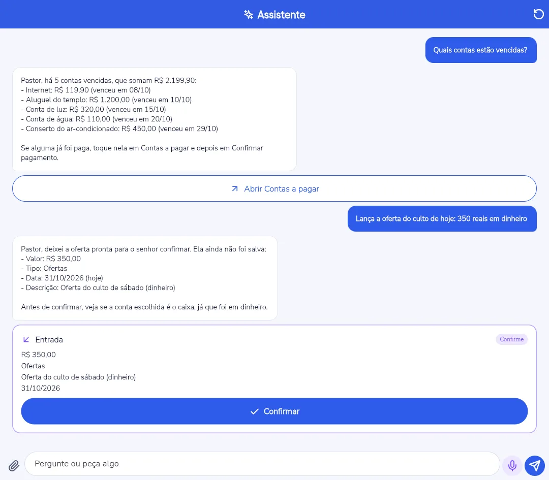 Assistente do ProGrace listando contas vencidas e preparando uma oferta de 350 reais para confirmar